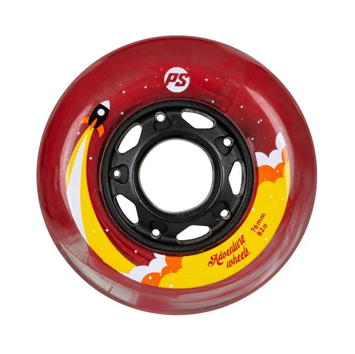 Powerslide Adventure Kids Red Inline Wheels 64mm, 68mm, 72mm, 76mm 82A - 4 pack