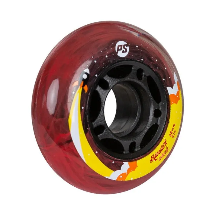 Powerslide Adventure Kids Red Inline Wheels 64mm, 68mm, 72mm, 76mm 82A - 4 pack