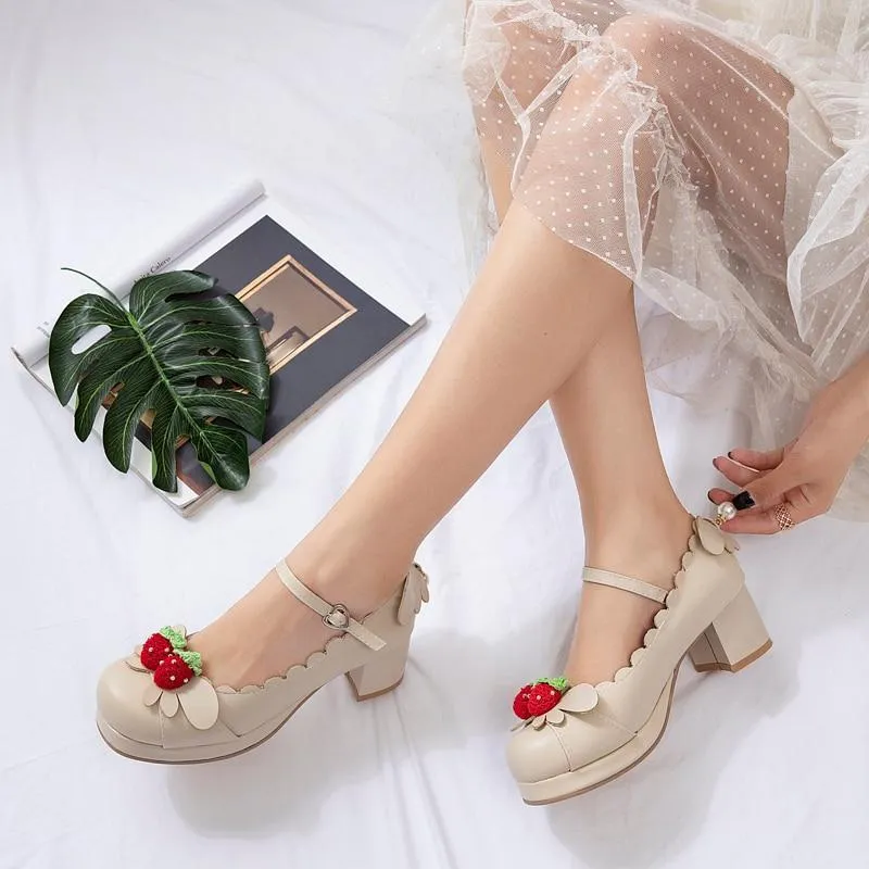 Princess Lolita Strawberry Mary Jane Shoes