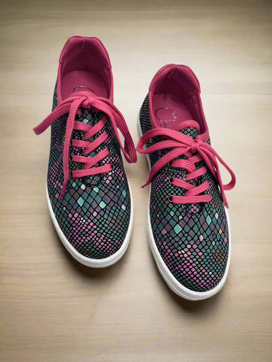 Pucker Up-Multi print lace up sneaker- NEW!