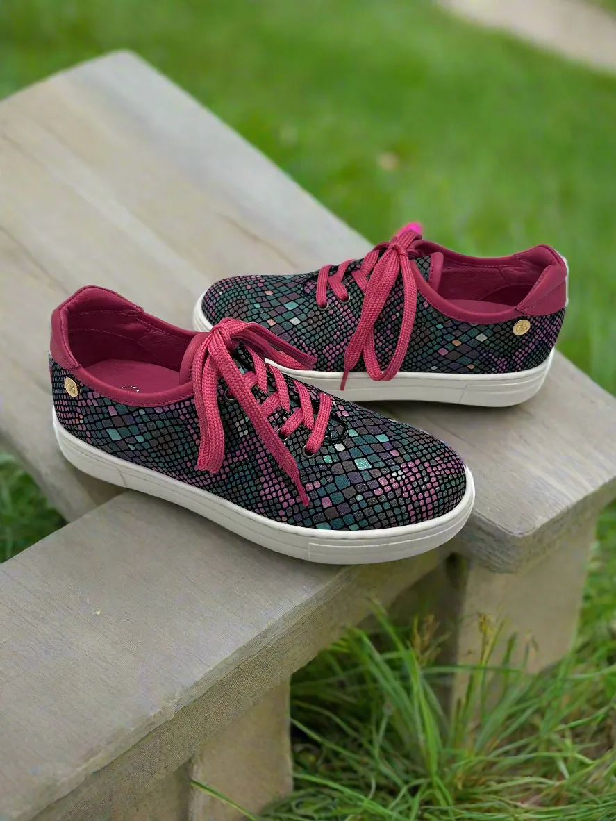 Pucker Up-Multi print lace up sneaker- NEW!