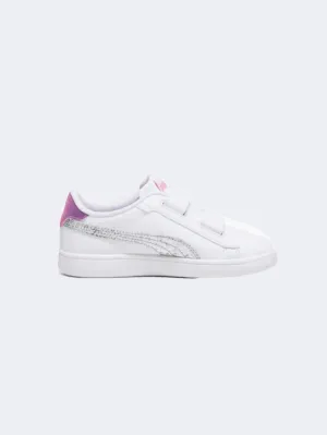 Puma Smash 3.0 Star Glow Ps-Girls Lifestyle Shoes White/Strawberry/Prpl