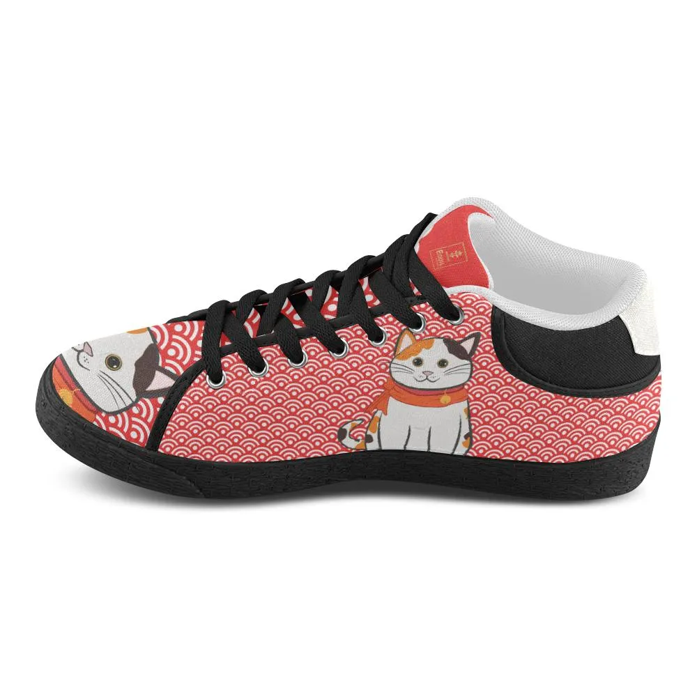 "Manekiko" - Beckoning Cat Canvas Sneakers - Mens