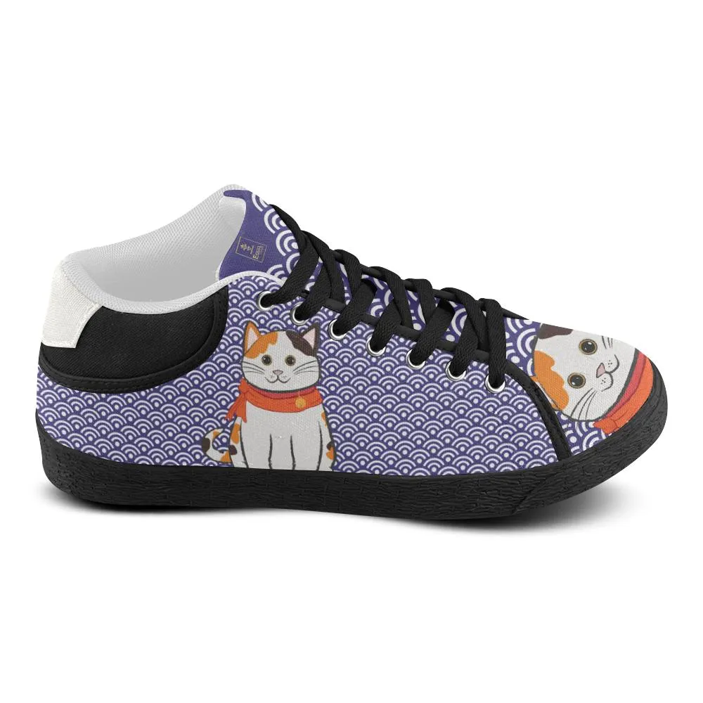 "Manekiko" - Beckoning Cat Canvas Sneakers - Mens