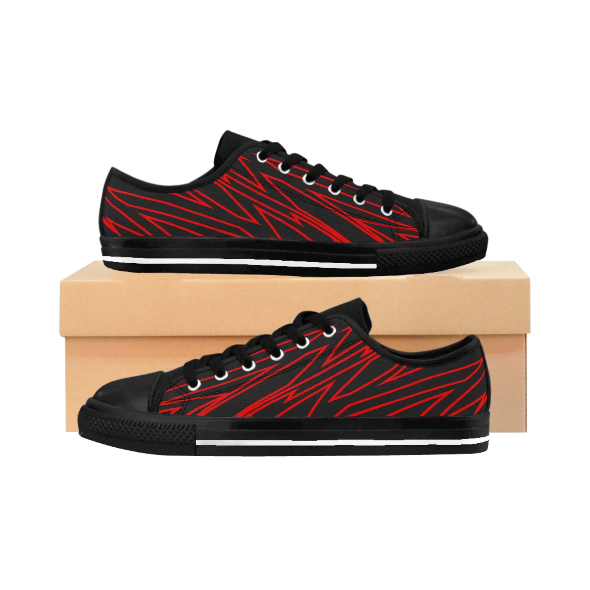 Red Bolt Pattern Women's Sneakers