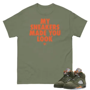 Retro 5 Olive/Solar Orange "Made You Look" Shirt