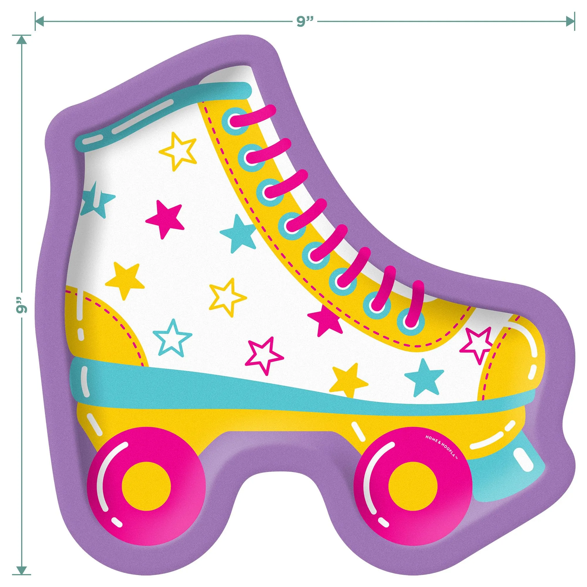 Retro Party Supplies - Roller Skate Shaped Paper Dessert Plates for 16 Guests