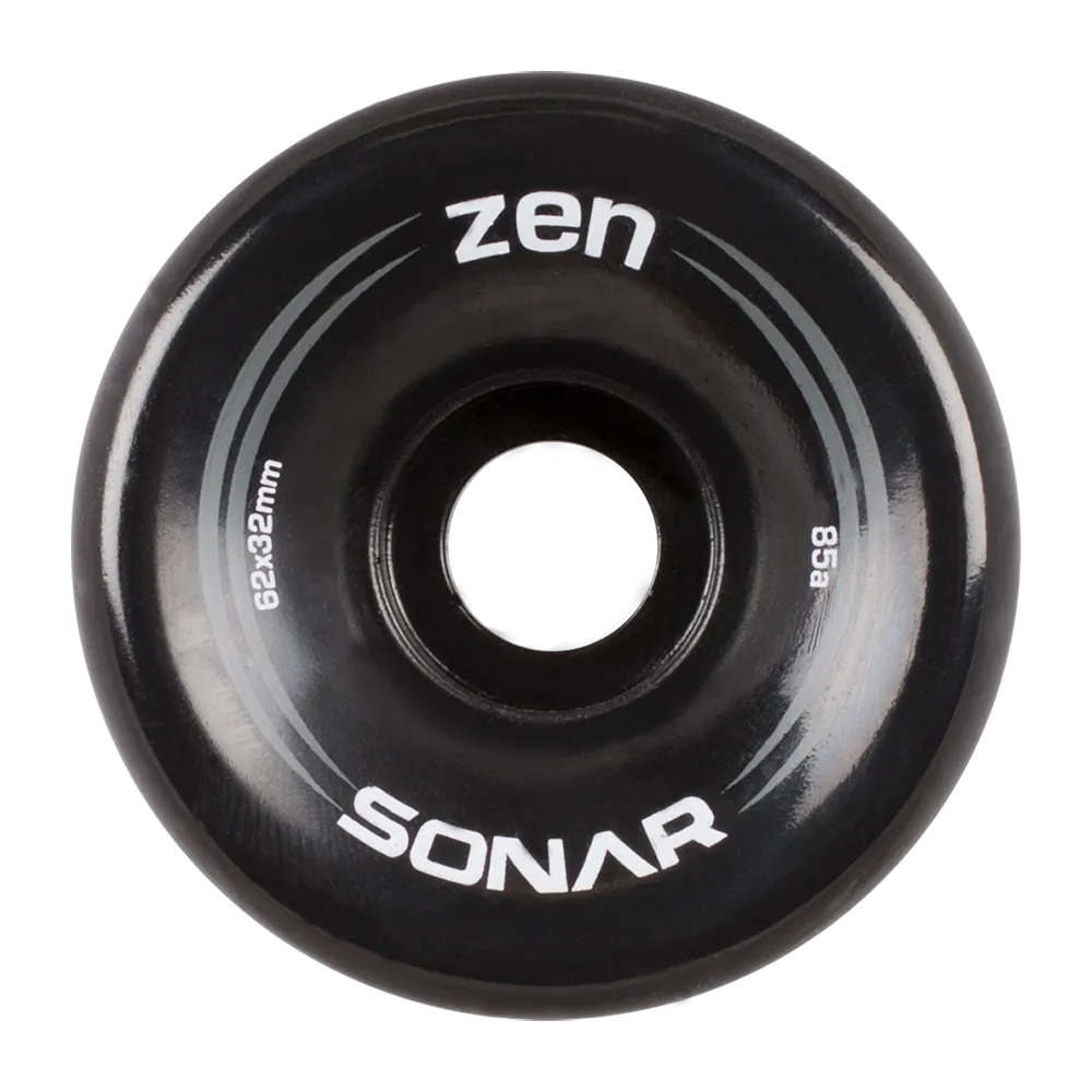 Riedell Sonar Zen 85a 62mm (Set of 4) Black Roller Skate Wheels