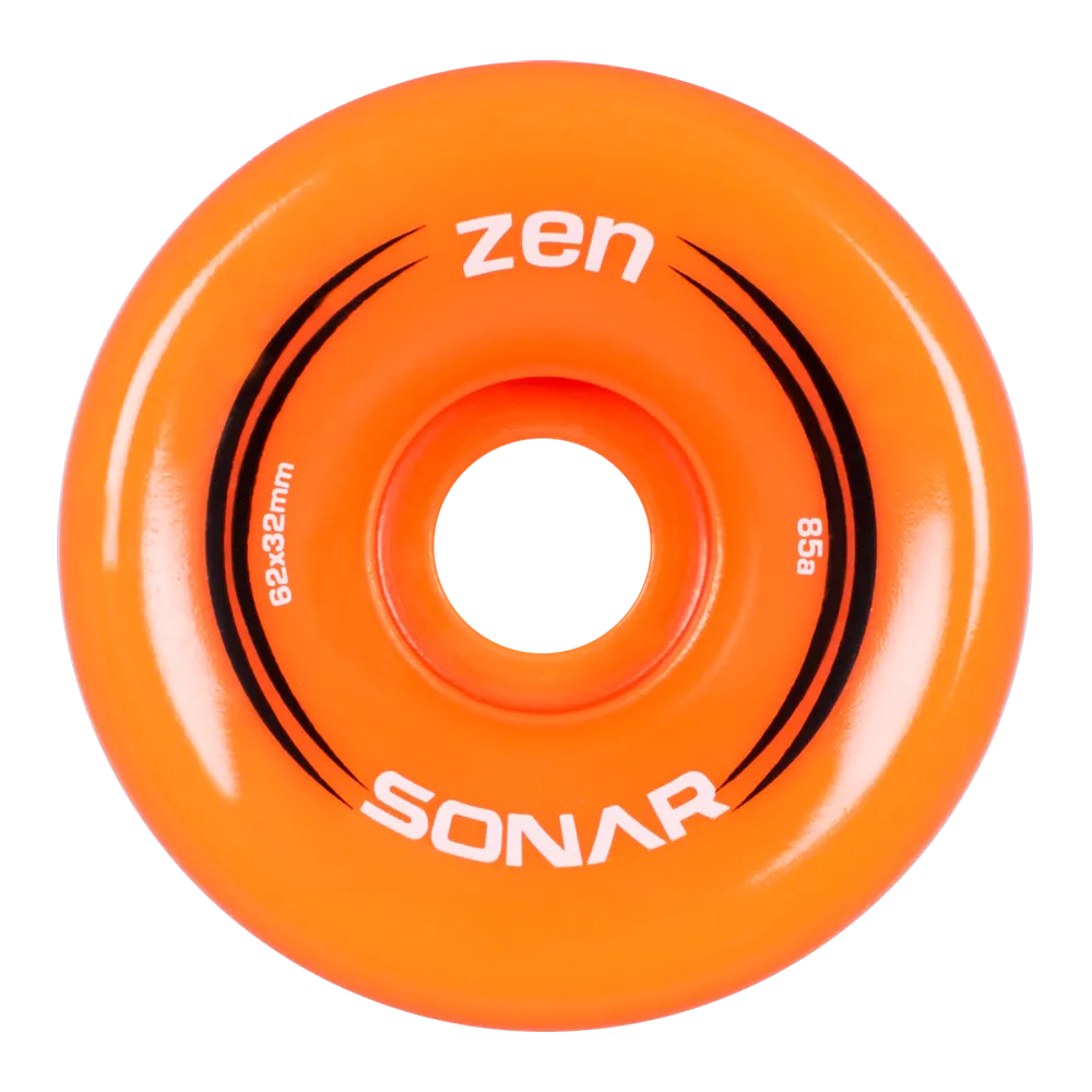 Riedell Sonar Zen 85a 62mm (Set of 4) Orange Roller Skate Wheels