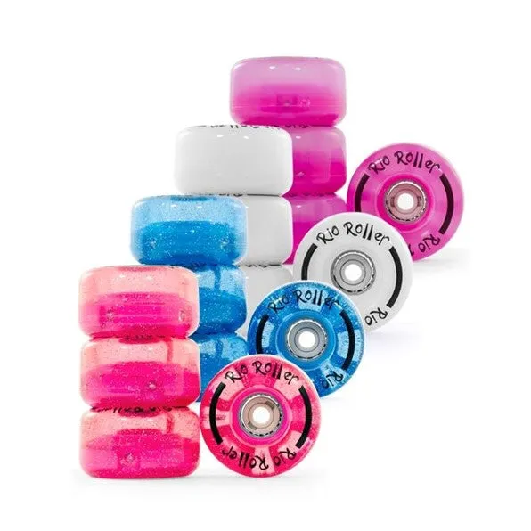 Rio Roller Light Up Wheels Pink Glitter 82A - 4 Pack