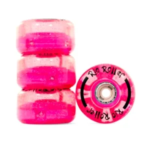 Rio Roller Light Up Wheels Pink Glitter 82A - 4 Pack