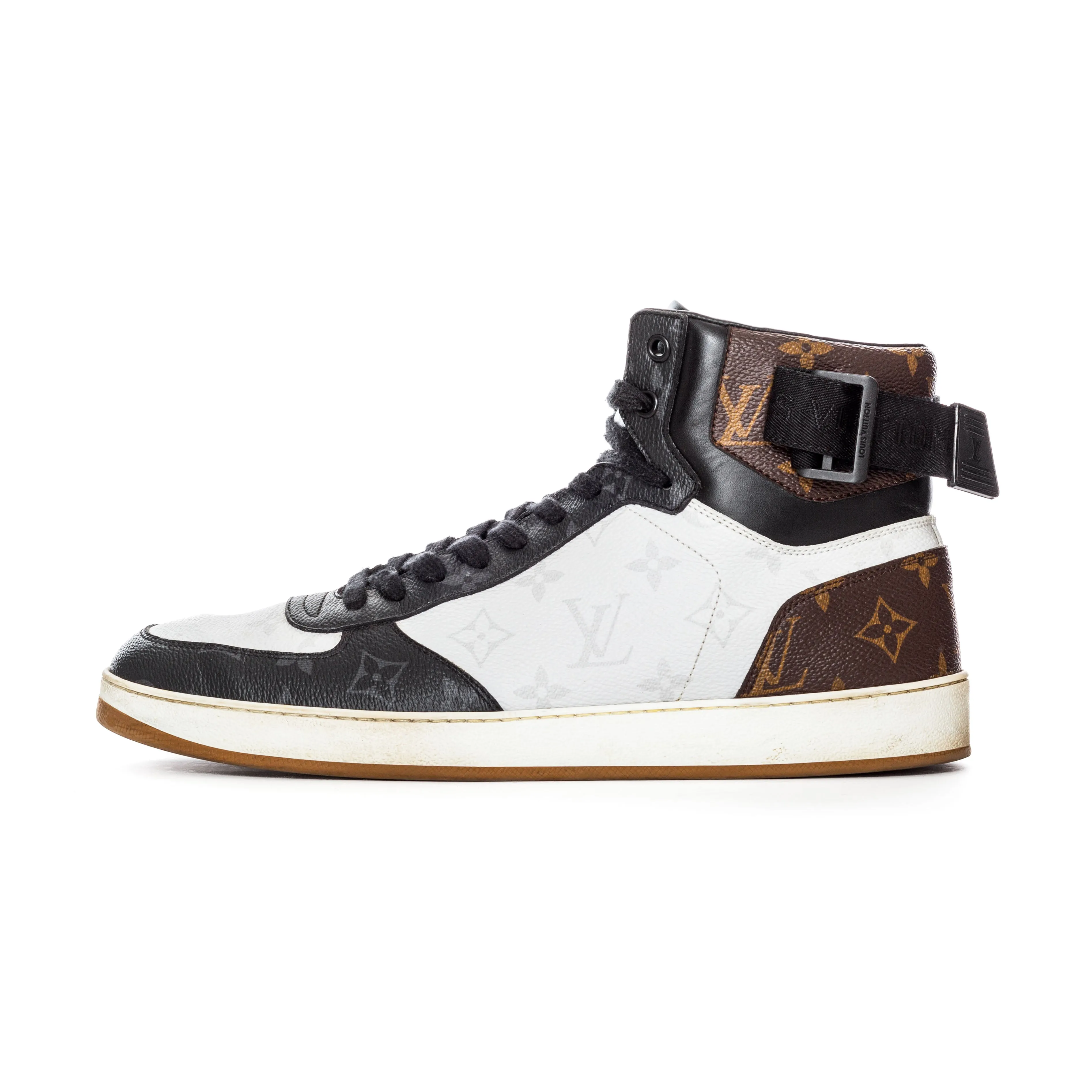 Rivoli Tricolor Leather Monogram High-Top Sneakers Men's 9