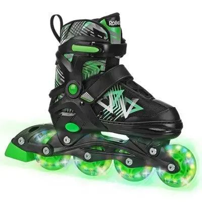 Roller Derby Stryde Lighted Boys' Adjustable Inline Skate - Black/Green M