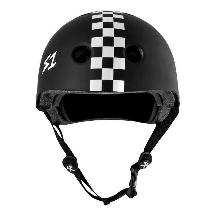 S1 Lifer Black Matte White Checkers Helmet - Certified