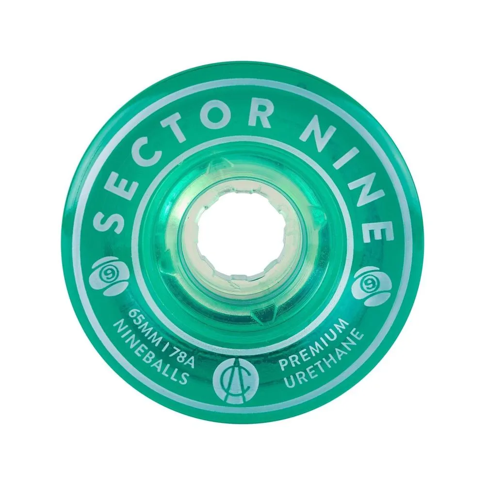 Sector 9 Nineballs 65mm 78A Clear Green Wheels | Set of 4