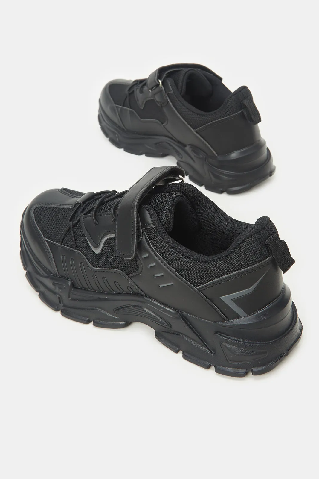 Senior Boys Black Chunky Sneakers