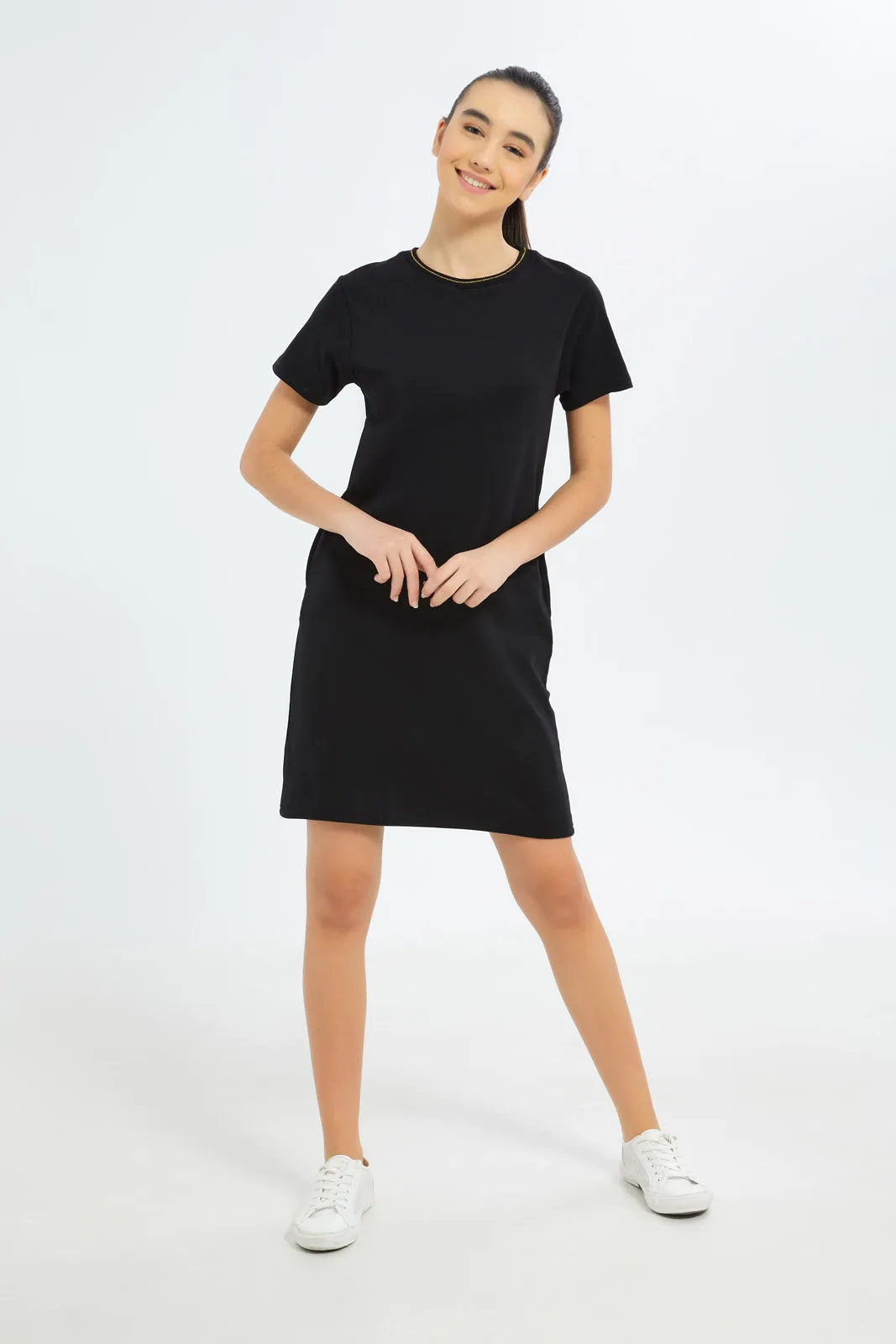 Senior Girls Black Basic Dress