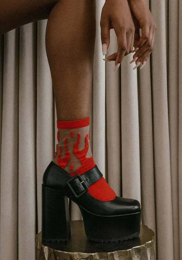 Sheer Flame [Red] | SOCKS