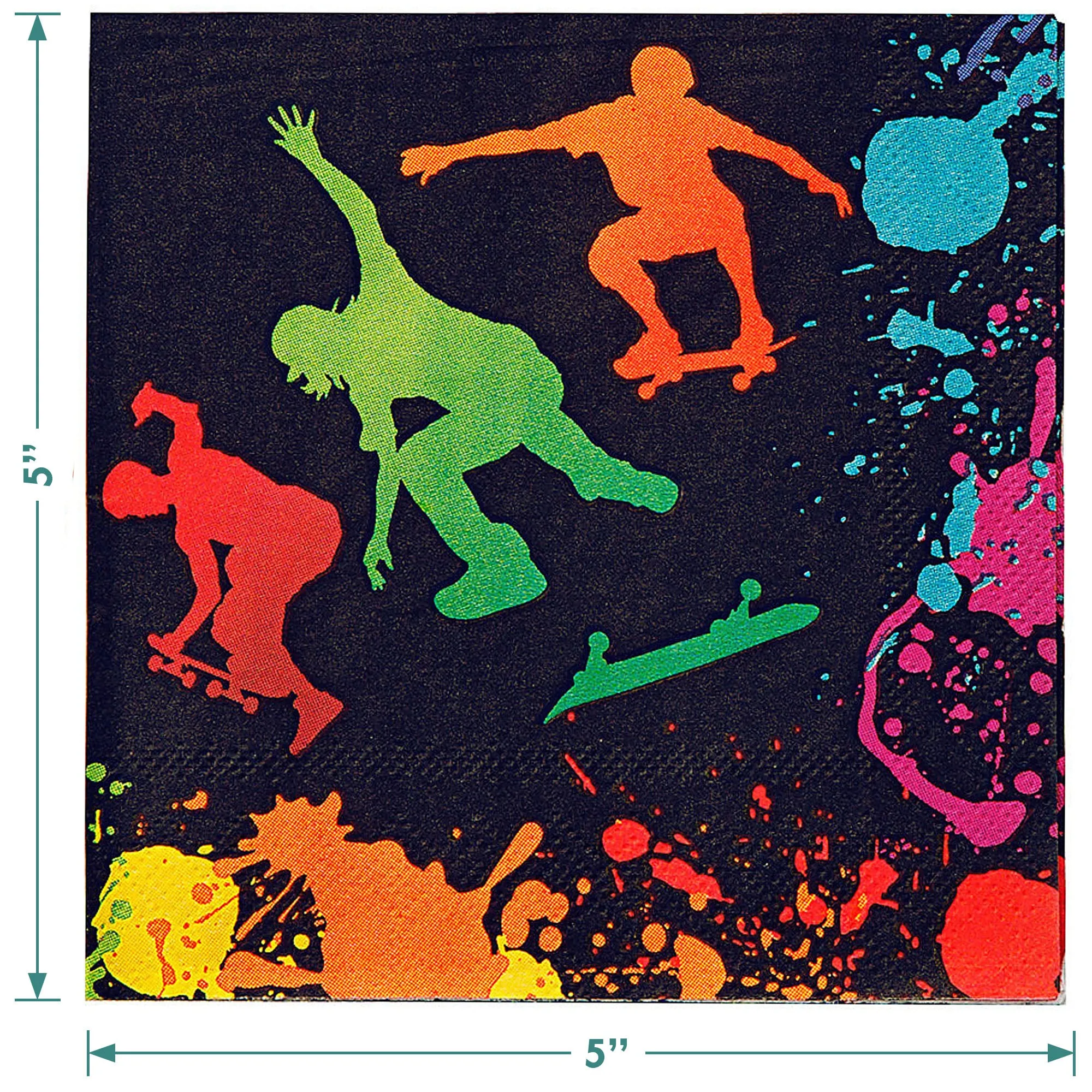 Skate Party Supplies - Paint Splatter Graffiti Plates, Napkins, Cups, & Banner (Serves 16)