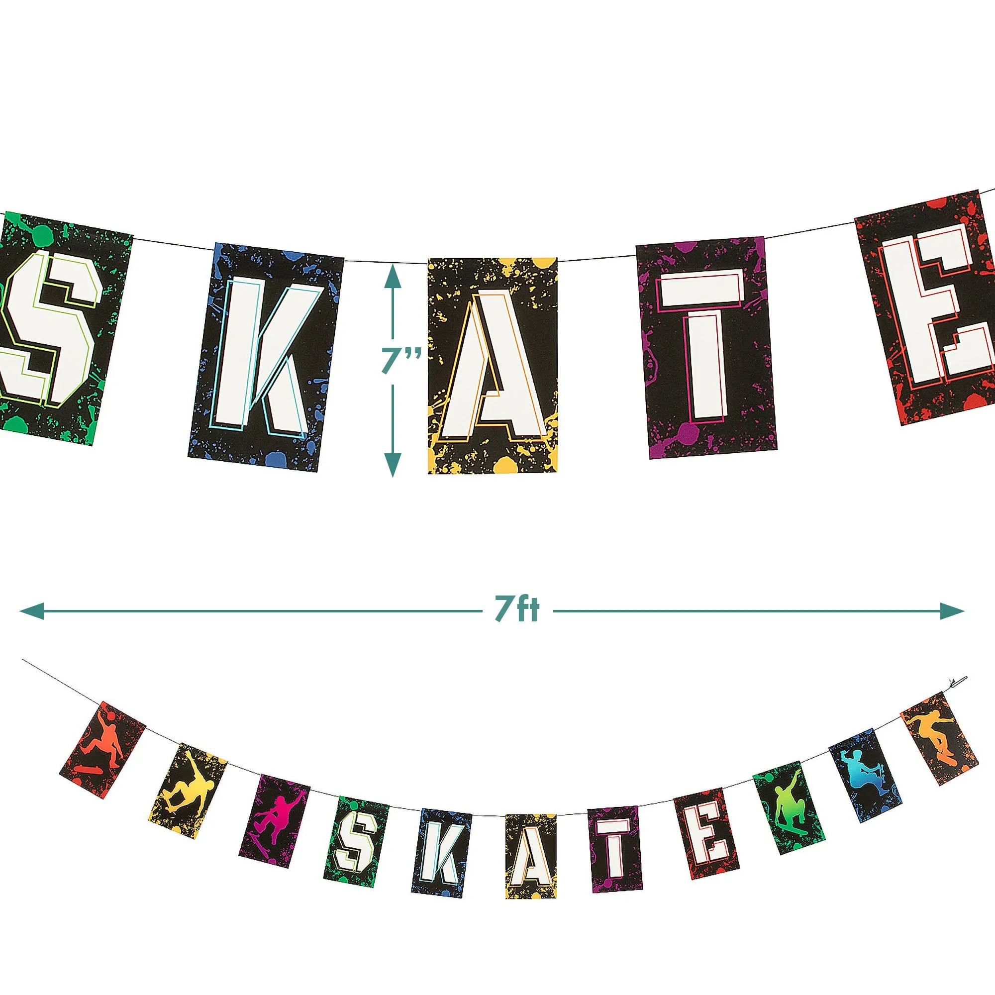 Skate Party Supplies - Paint Splatter Graffiti Plates, Napkins, Cups, & Banner (Serves 16)