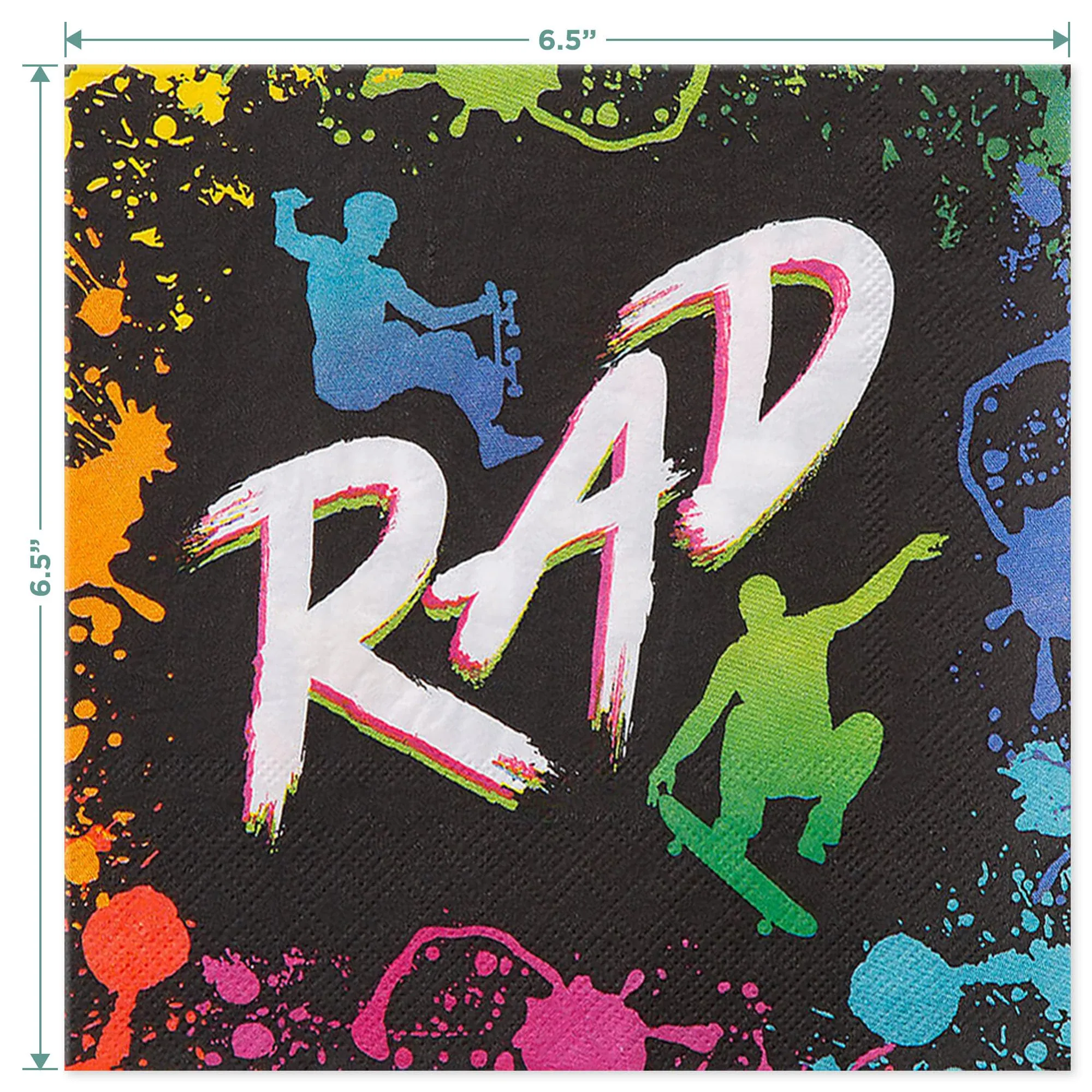 Skate Party Supplies - Paint Splatter Skater Paper Plates and Rad Napkins (Serves 16)