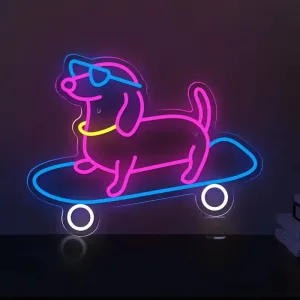 Skateboarding Dachshund LED Sign