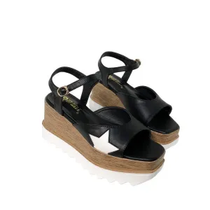 Slope Heel Star Buckle Sandals