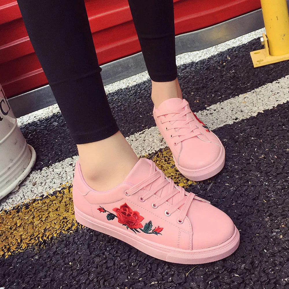 Sneakers Women's Running WITH  Embroidery Flower