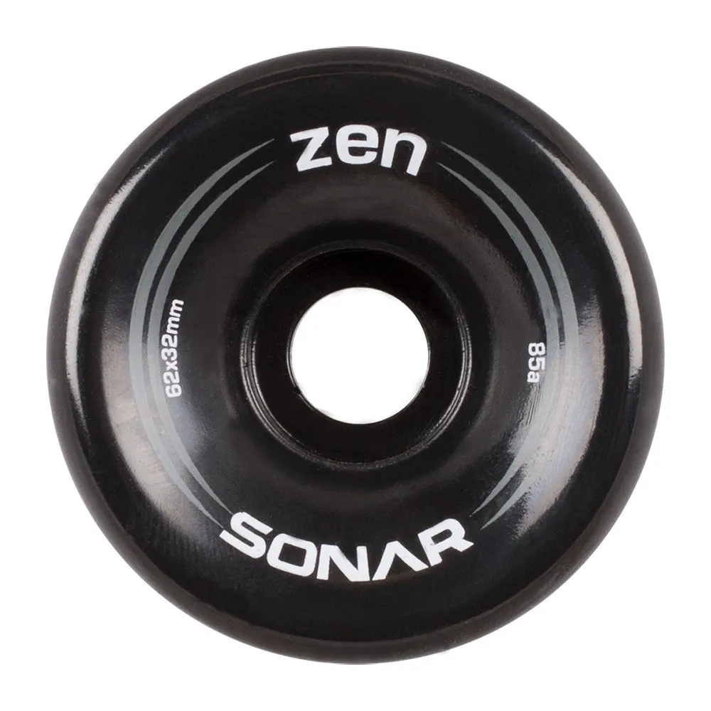 Sonar Zen Roller Skate Wheels 62mm 85a - Black (4 Pack)