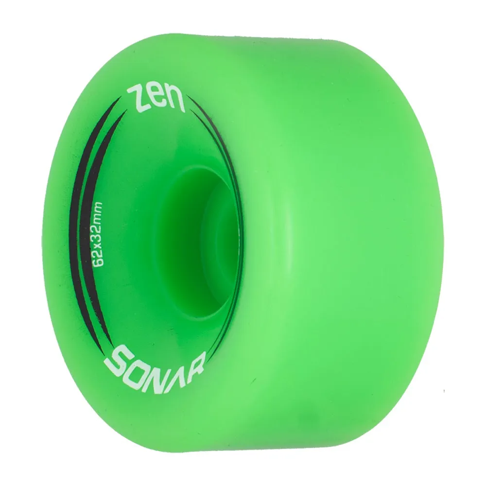 Sonar Zen Roller Skate Wheels 62mm 85a - Green (4 Pack)