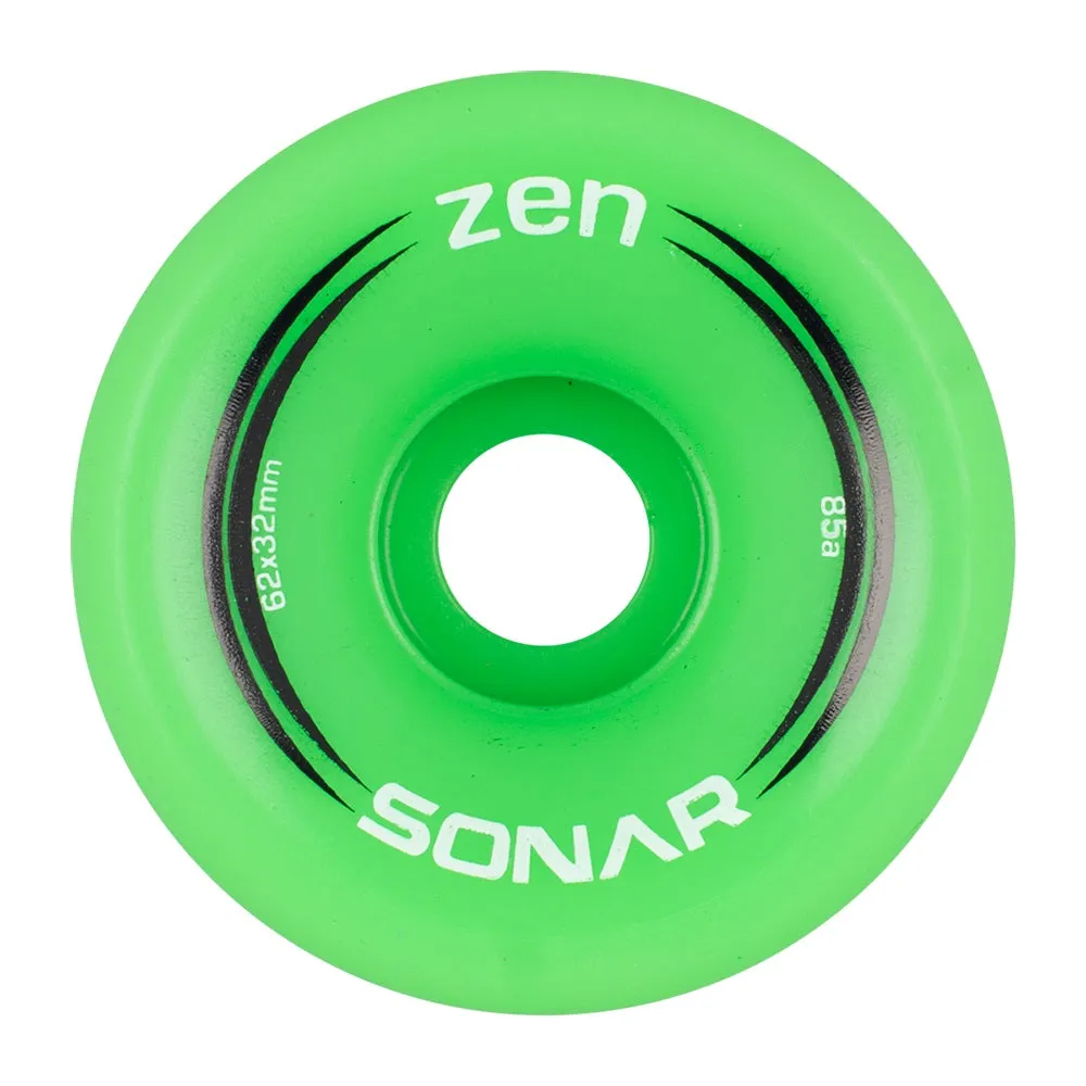 Sonar Zen Roller Skate Wheels 62mm 85a - Green (4 Pack)