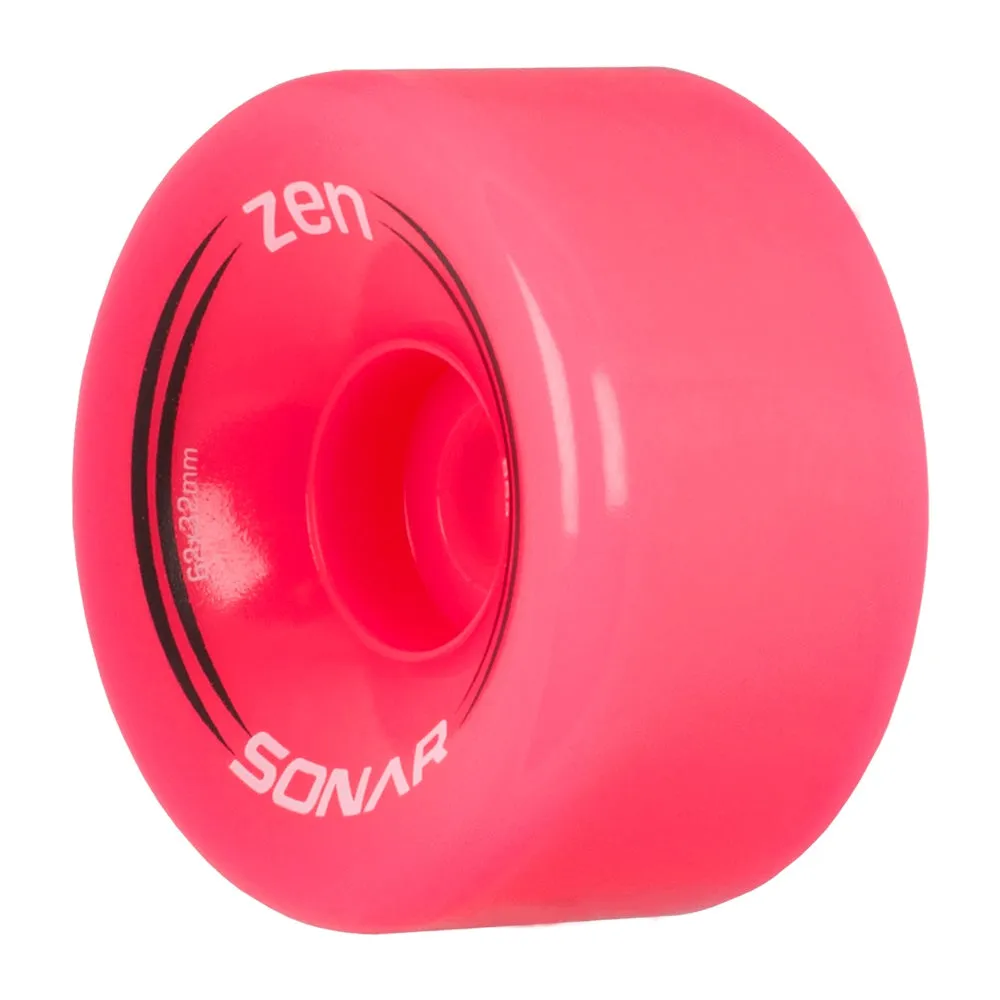 Sonar Zen Roller Skate Wheels 62mm 85a - Pink (4 Pack)