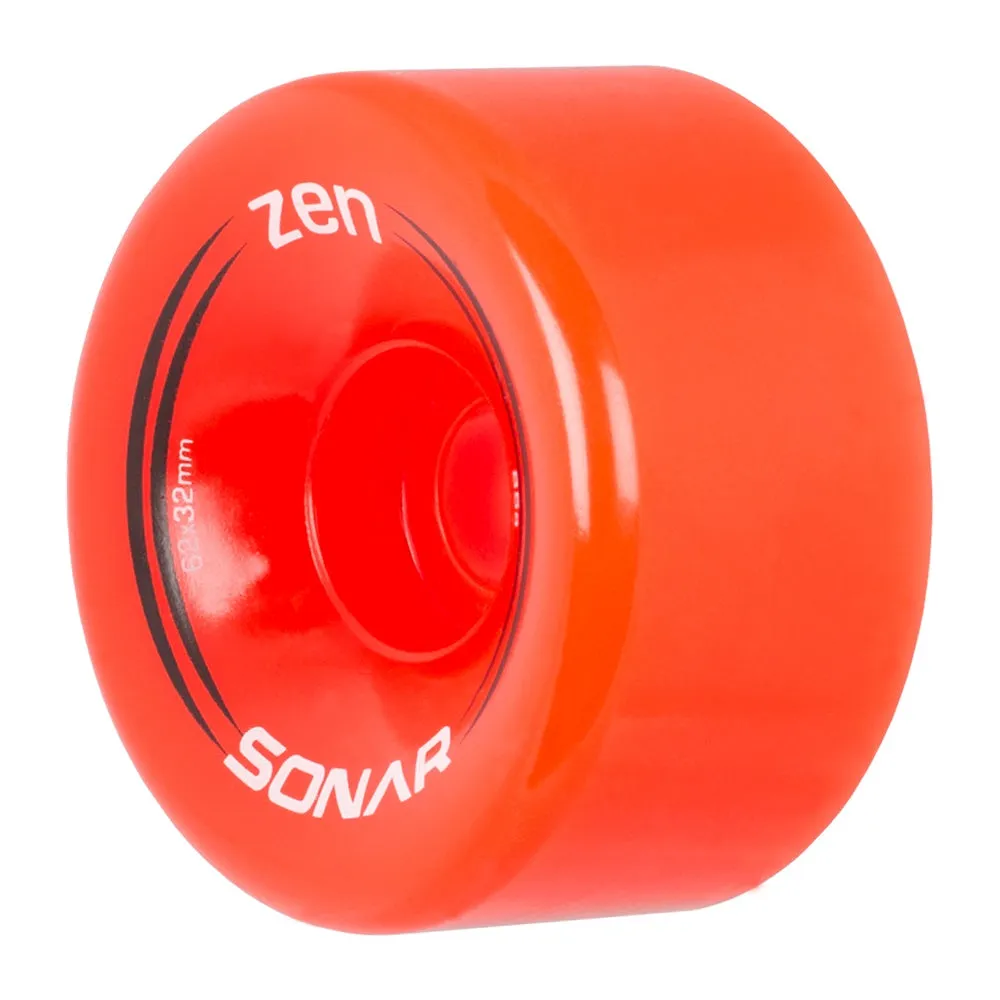 Sonar Zen Roller Skate Wheels 62mm 85a - Red (4 Pack)