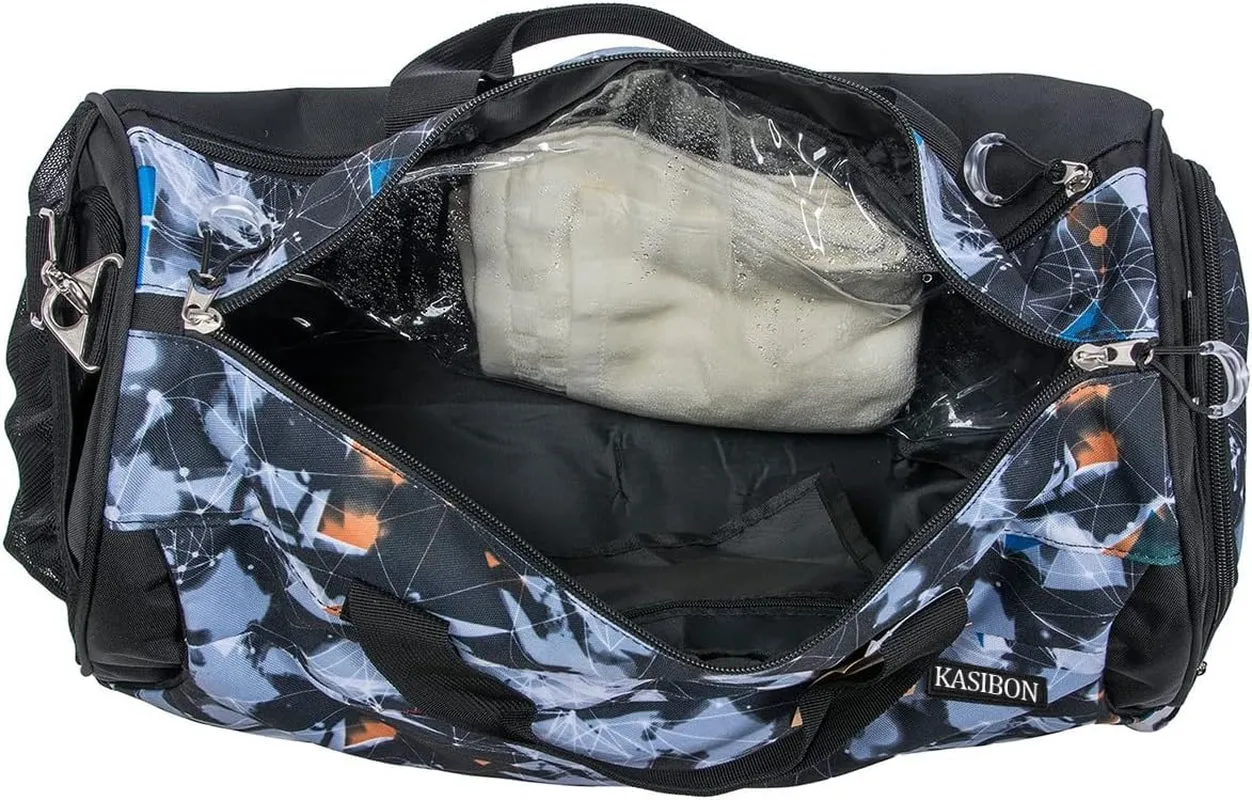 Sports Gym Bag with Shoes Compartment and Wet Pocket, Travel Duffle Bag for Men and Women