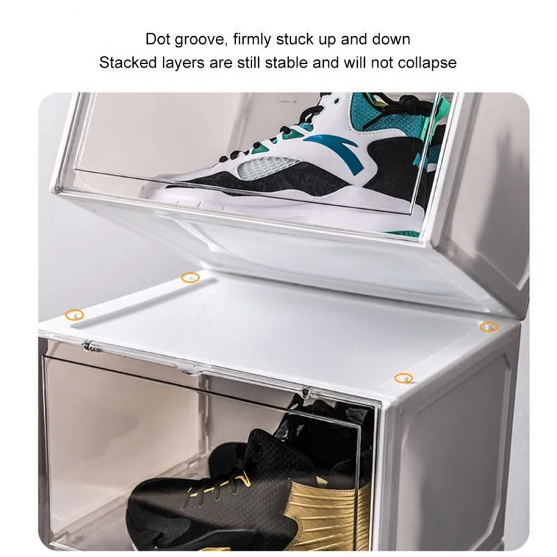 Stackable Clear Sneaker Shoe Box Organizer with Lids