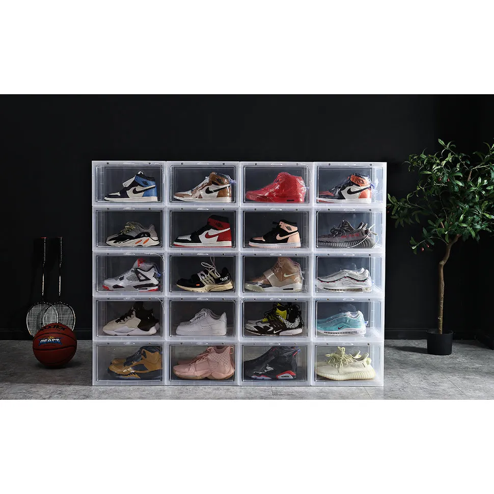 Stackable Clear Sneaker Shoe Box Organizer with Lids