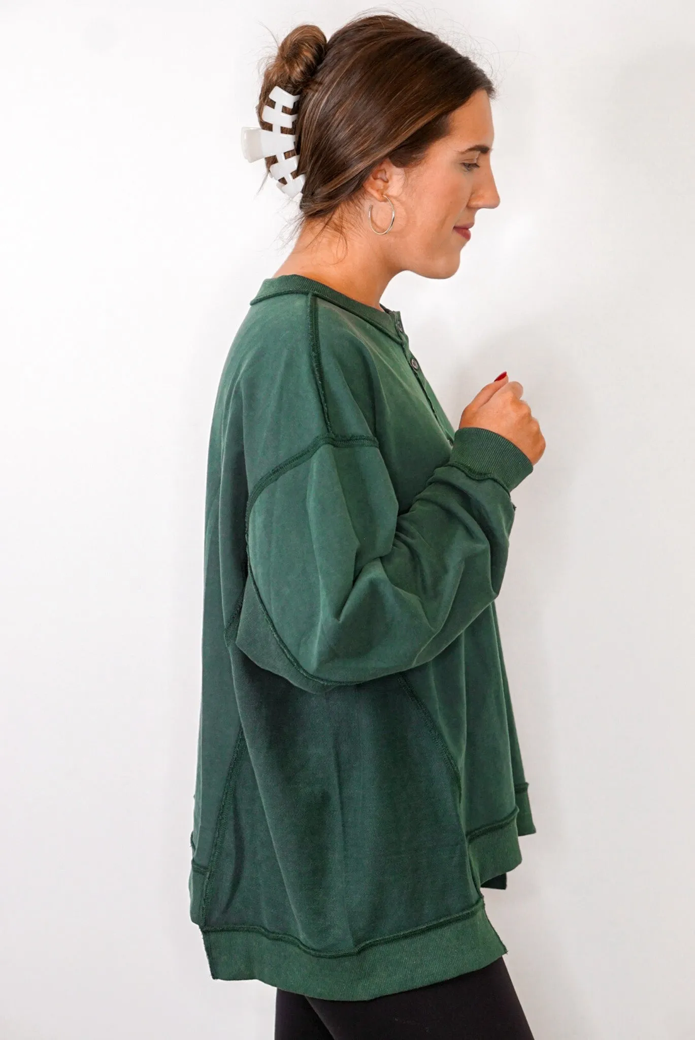 Stellar Weekend Washed Hunter Green Pullover