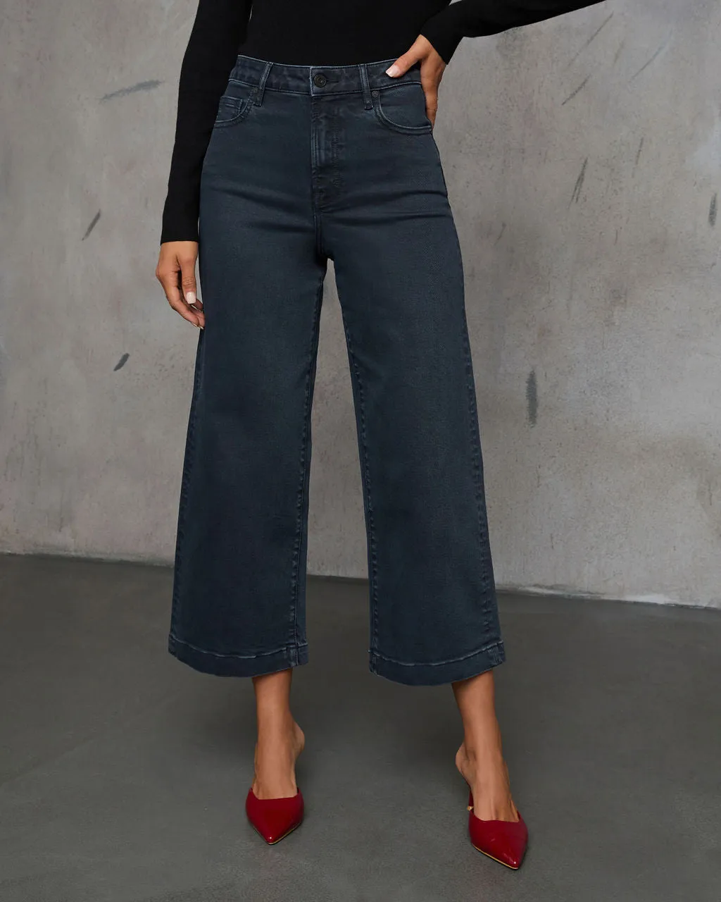 Stick With Me High Rise Cropped Wide Leg Jeans