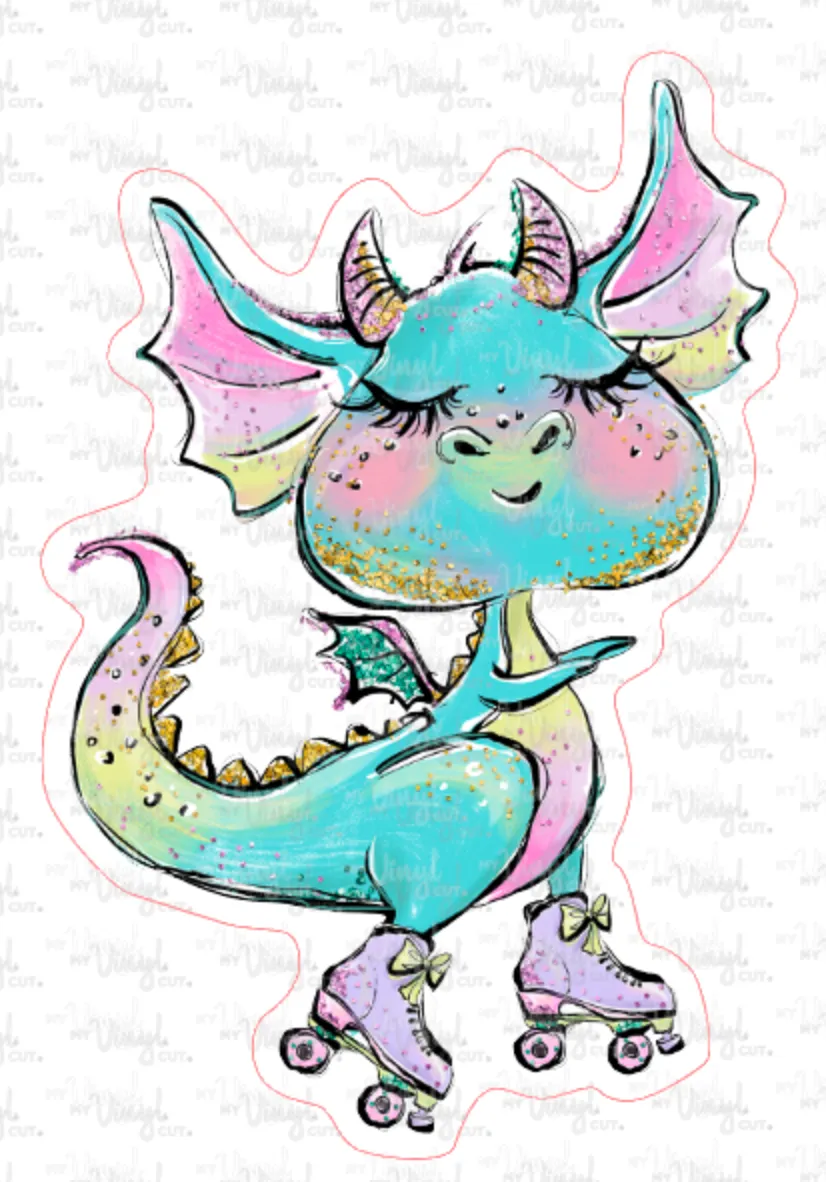 Sticker 14H Dragon Rollerskating