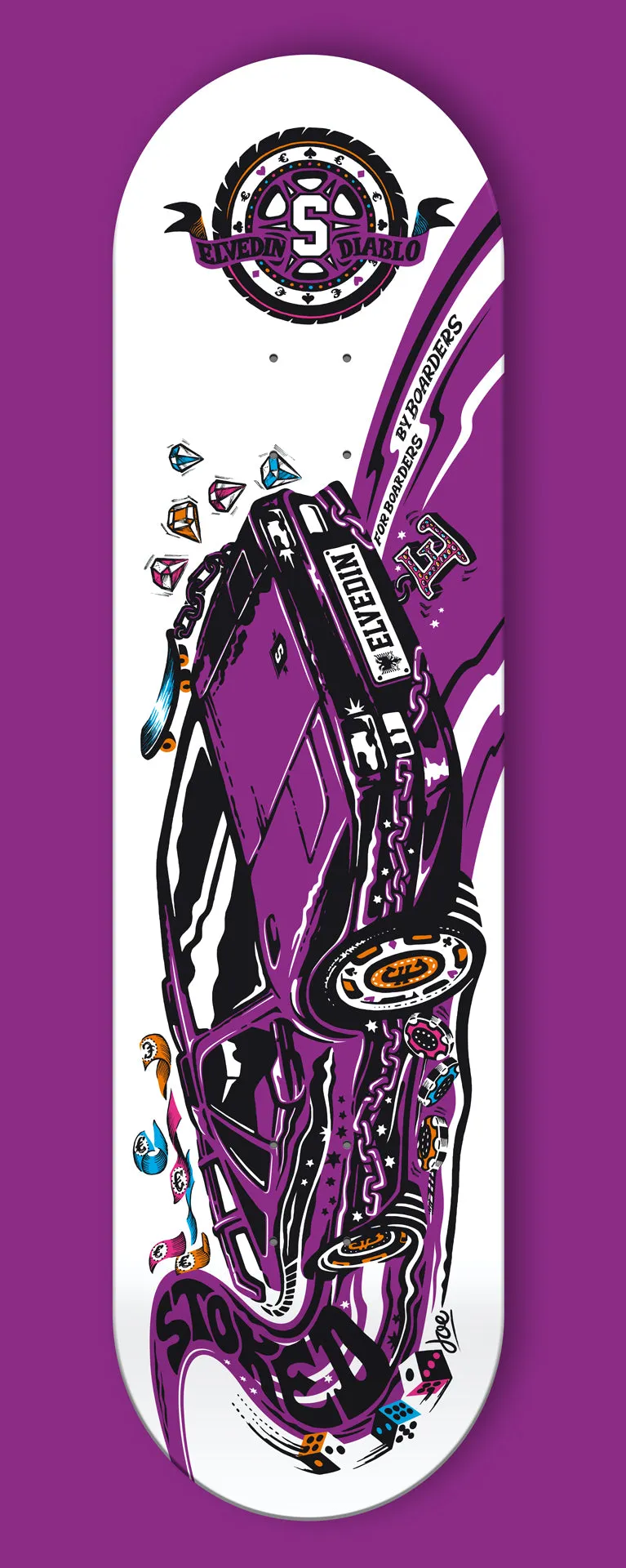 Stoked Elvedin Diablo Purple Skateboard Deck