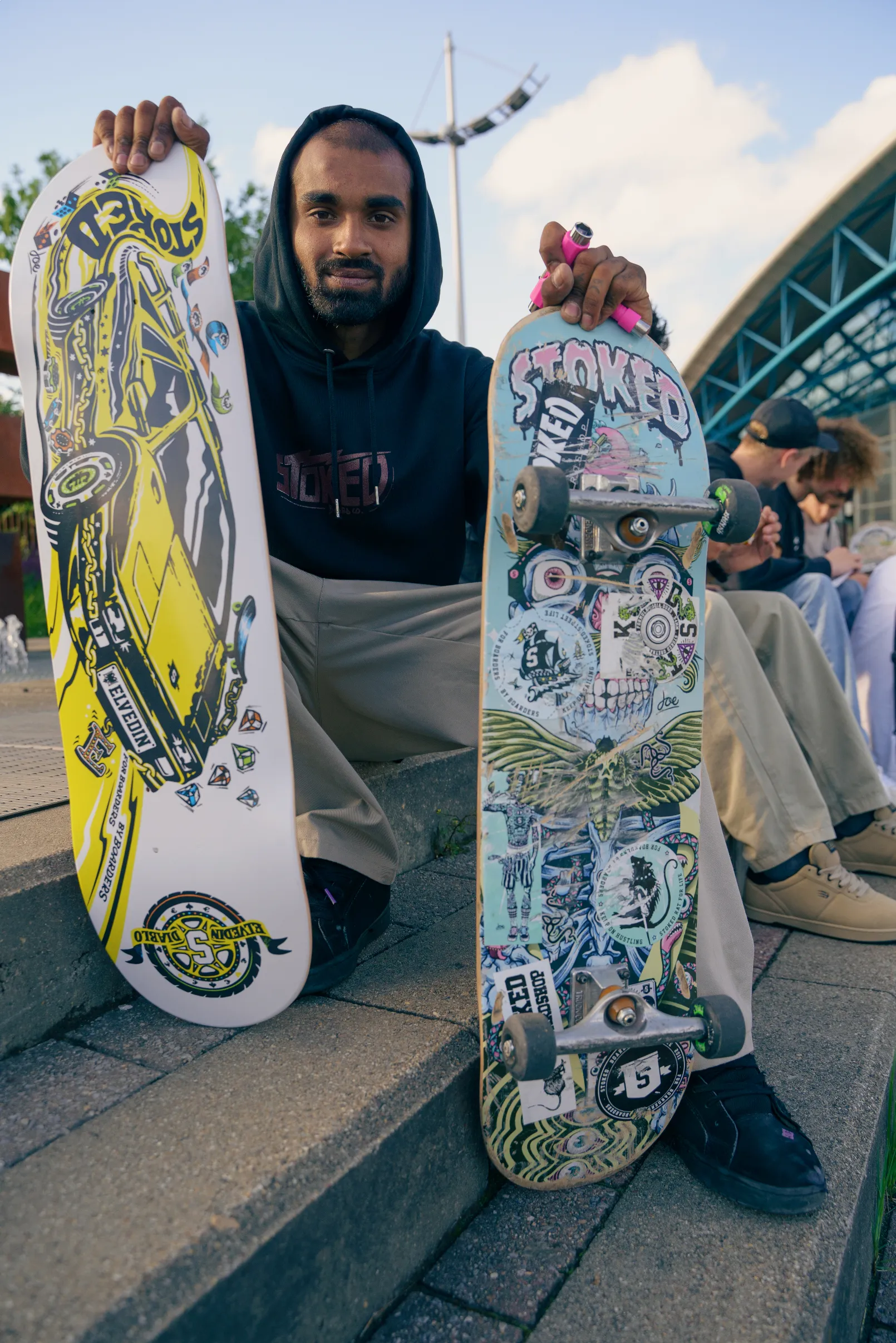 Stoked Elvedin Diablo Yellow Skateboard Deck