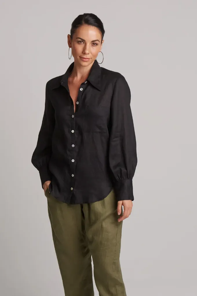 Studio Linen Shirt, Ebony