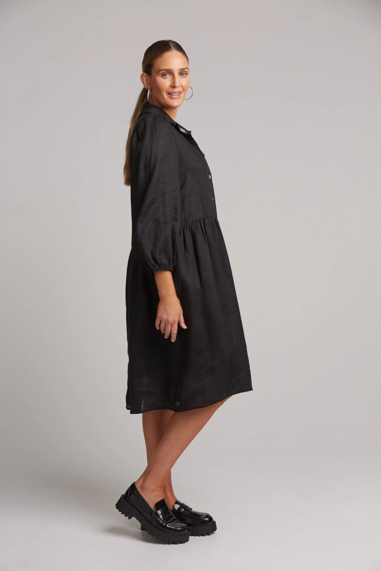 Studio Midi Shirt Dress - Ebony