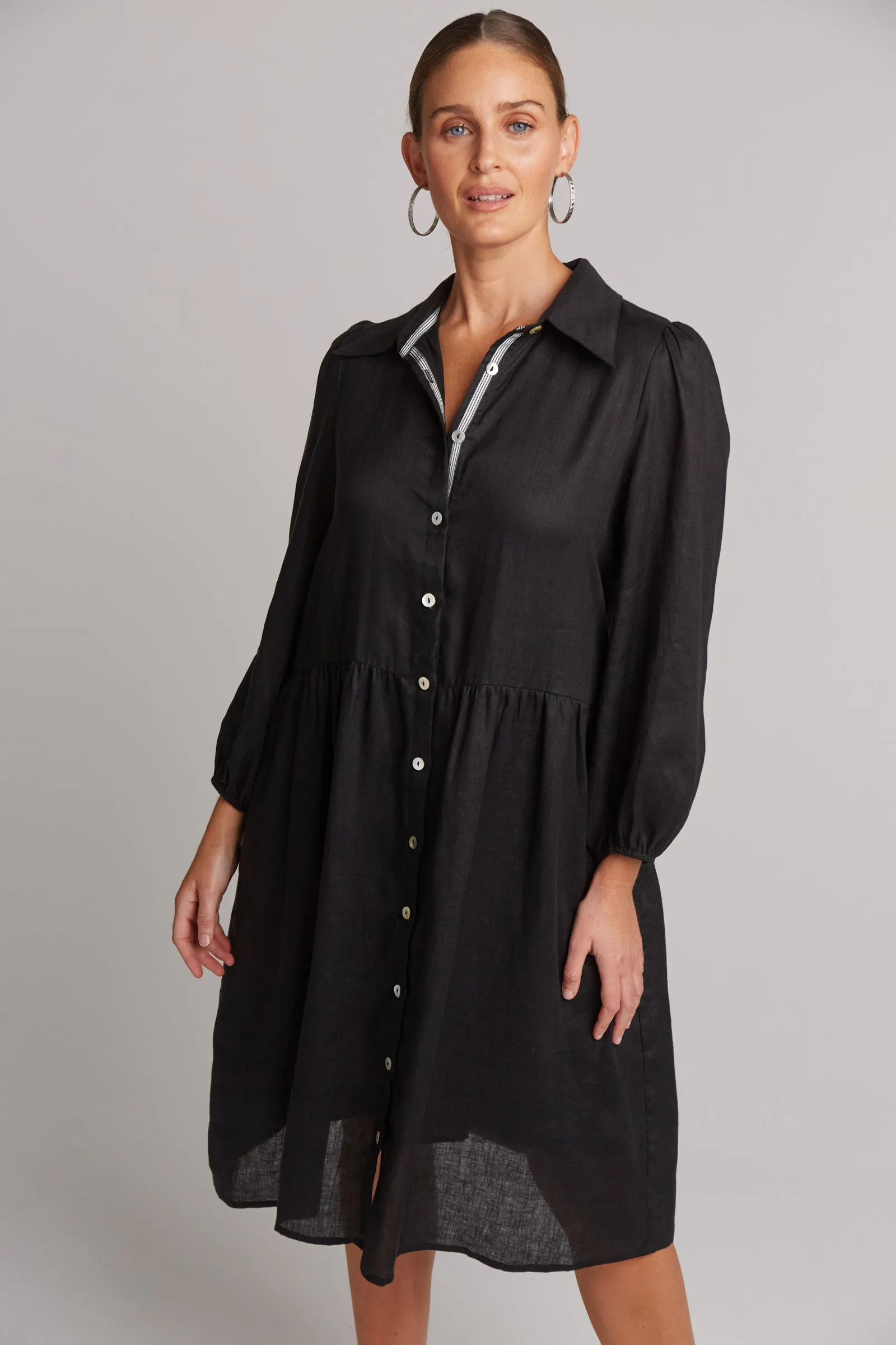 Studio Midi Shirt Dress - Ebony