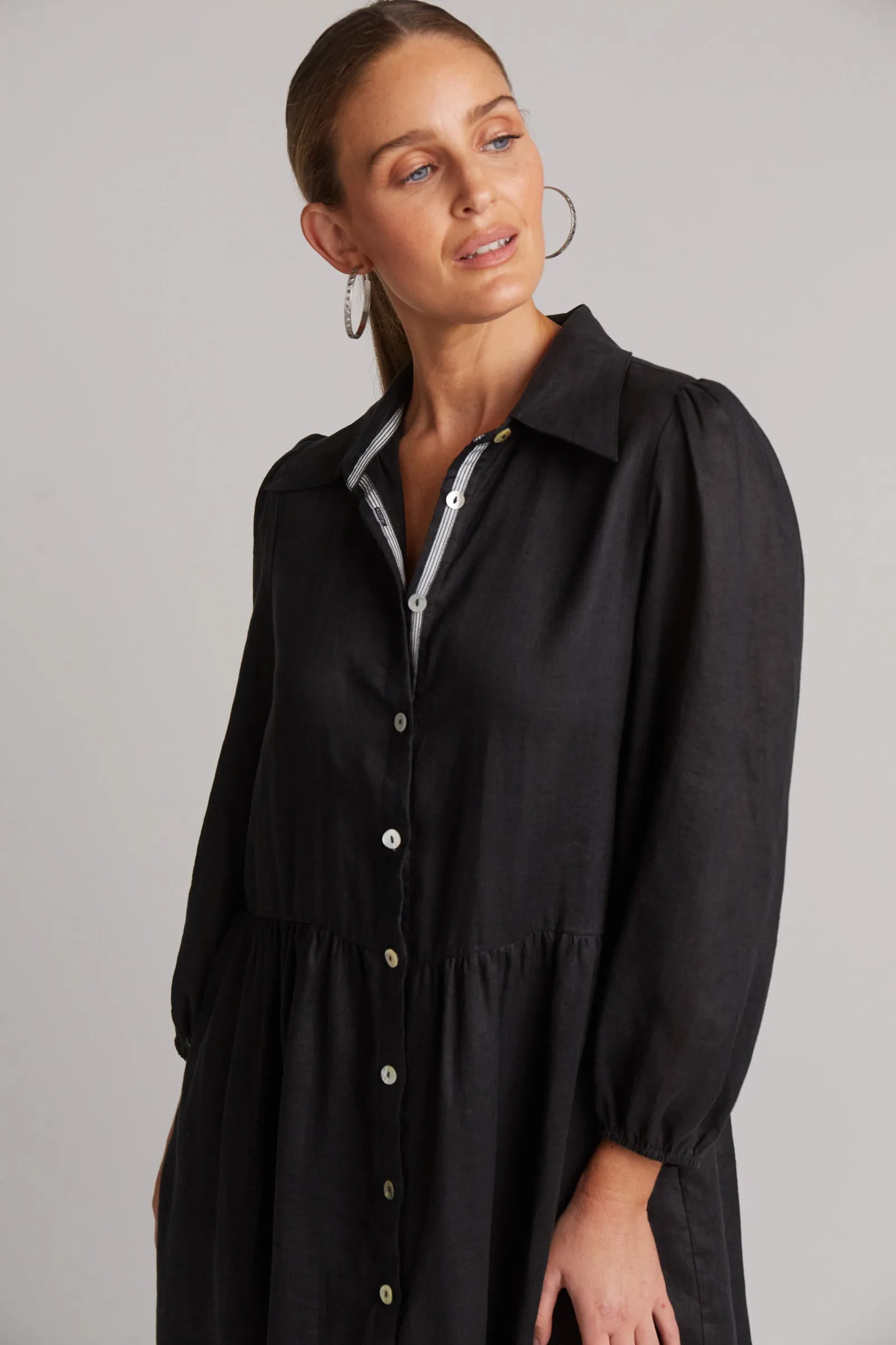 Studio Midi Shirt Dress - Ebony