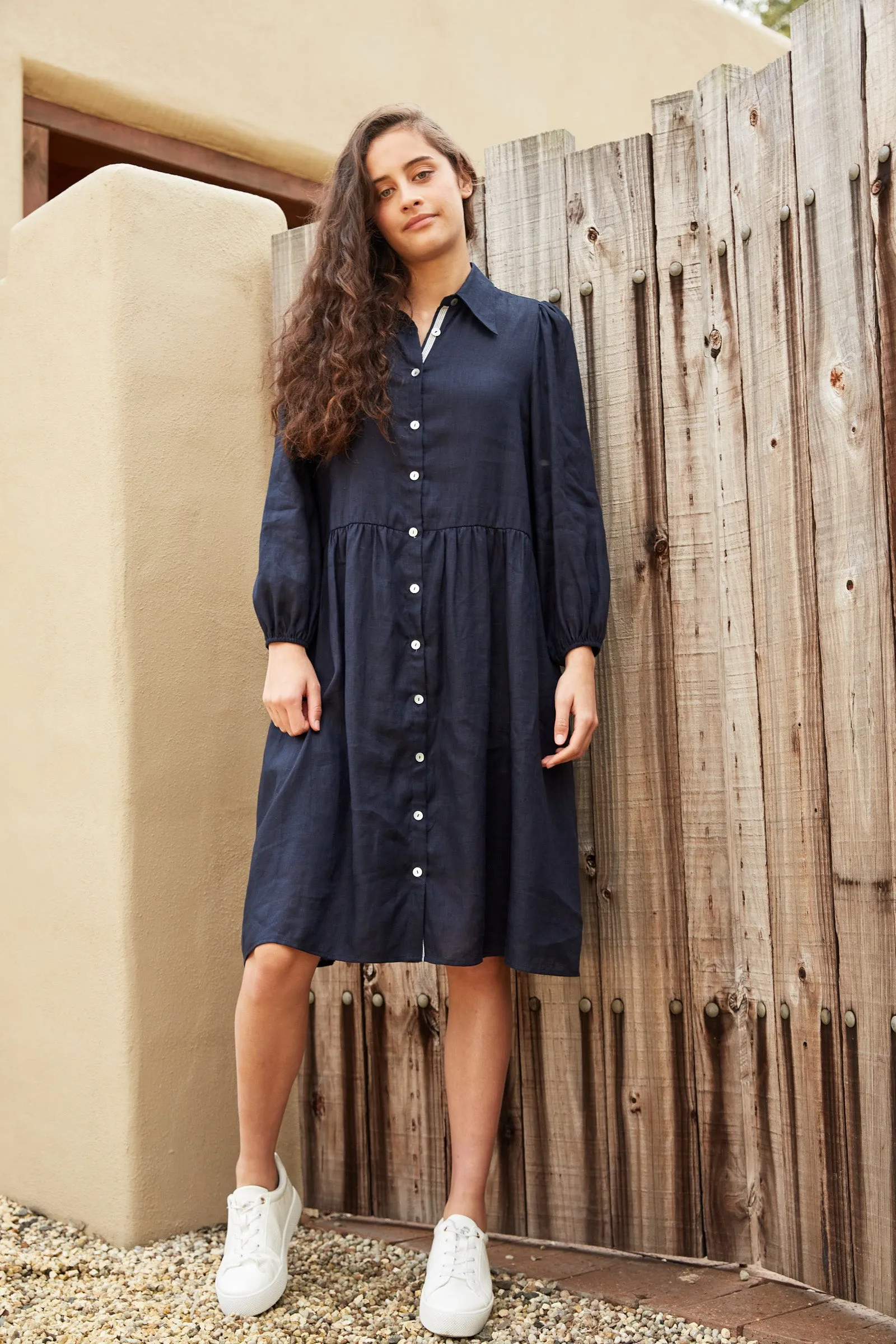 Studio Midi Shirt Dress - Navy