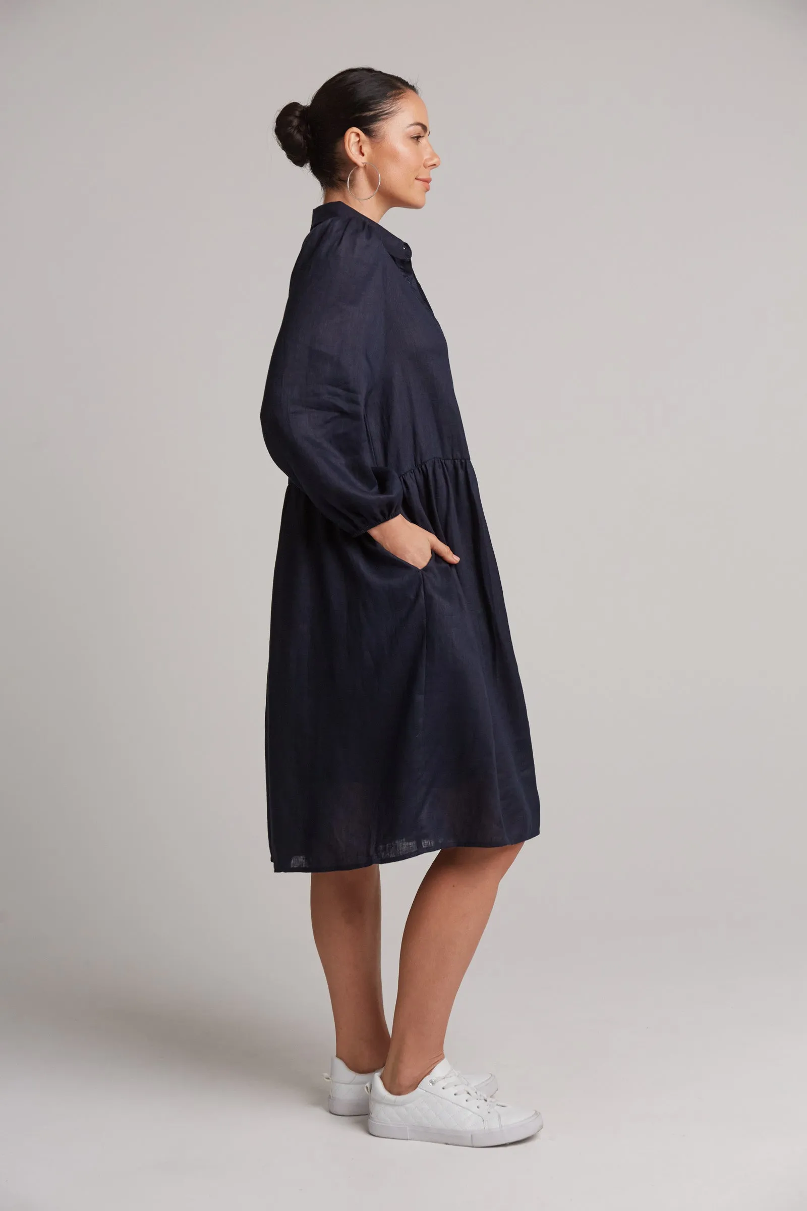 Studio Midi Shirt Dress - Navy