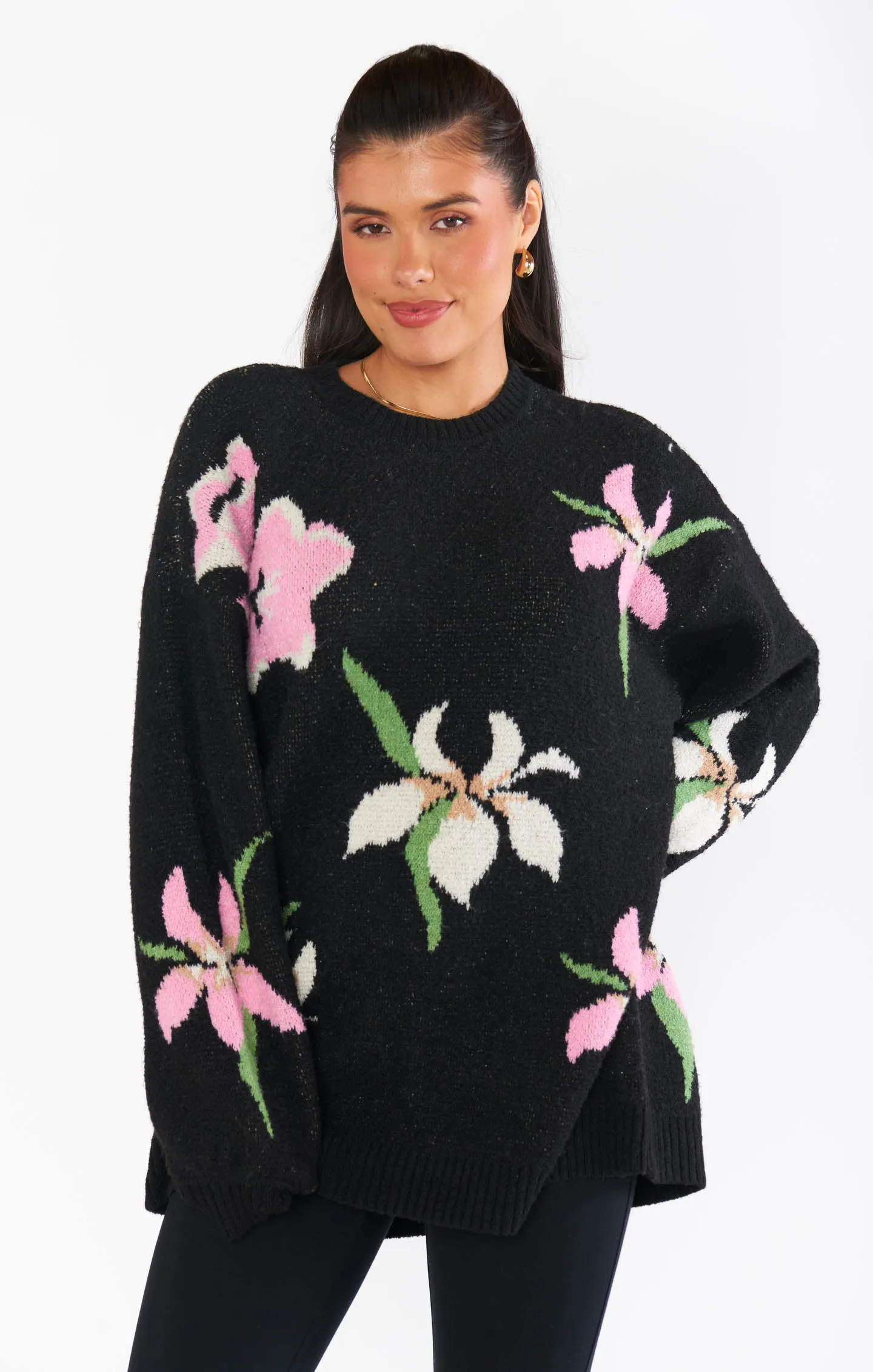 Summit Sweater ~ Dark Floral Knit