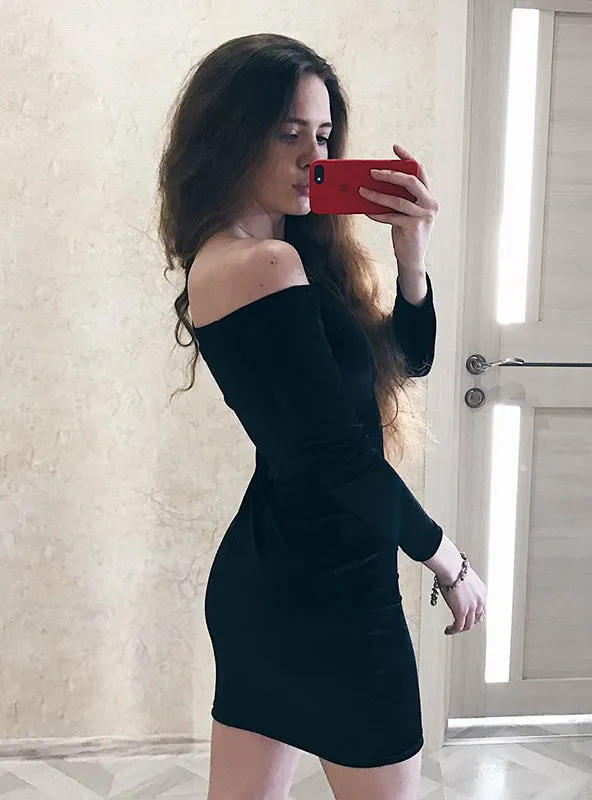 TastyHottie - Sexy Off Shoulder Sheath Velvet Dress