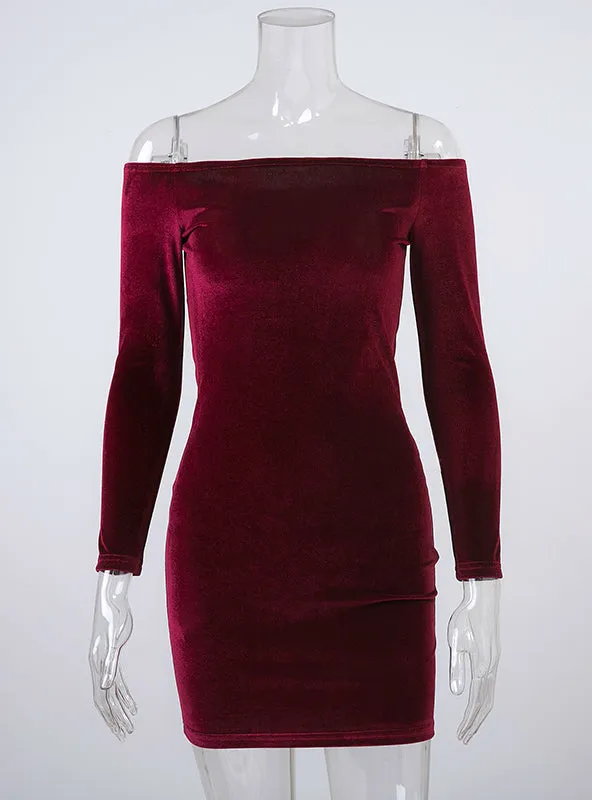 TastyHottie - Sexy Off Shoulder Sheath Velvet Dress